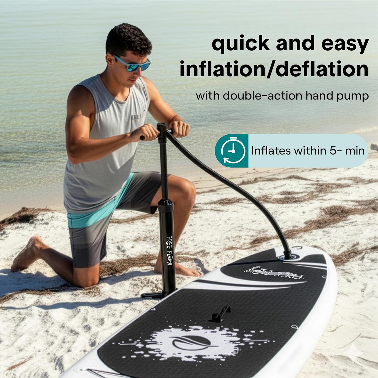 Ultra-Light Inflatable Stand up Paddle Board with Premium SUP Accessories - Extra Wide Stable Design with Non-Slip EVA Deck Pad for Youth and Adults of All Skill Levels - 275 Lbs Capacity