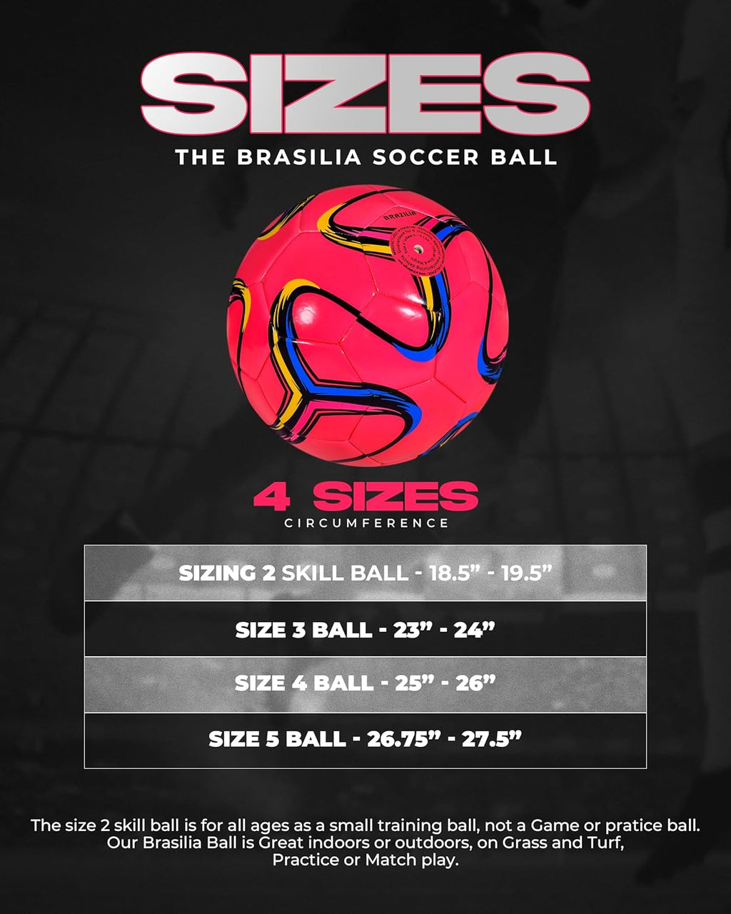 Brasilia Soccer Ball – Sizes 5, 4, 3 & 2 – Youth & Adult Training Soccer Ball for Practice, Games & Grass Fields